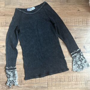 Roolee Navy Boat Neck Bell Sleeve Tshirt